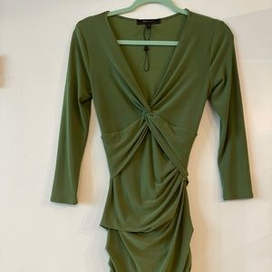 BCBGMaxazria Ruched Dress / Olive
